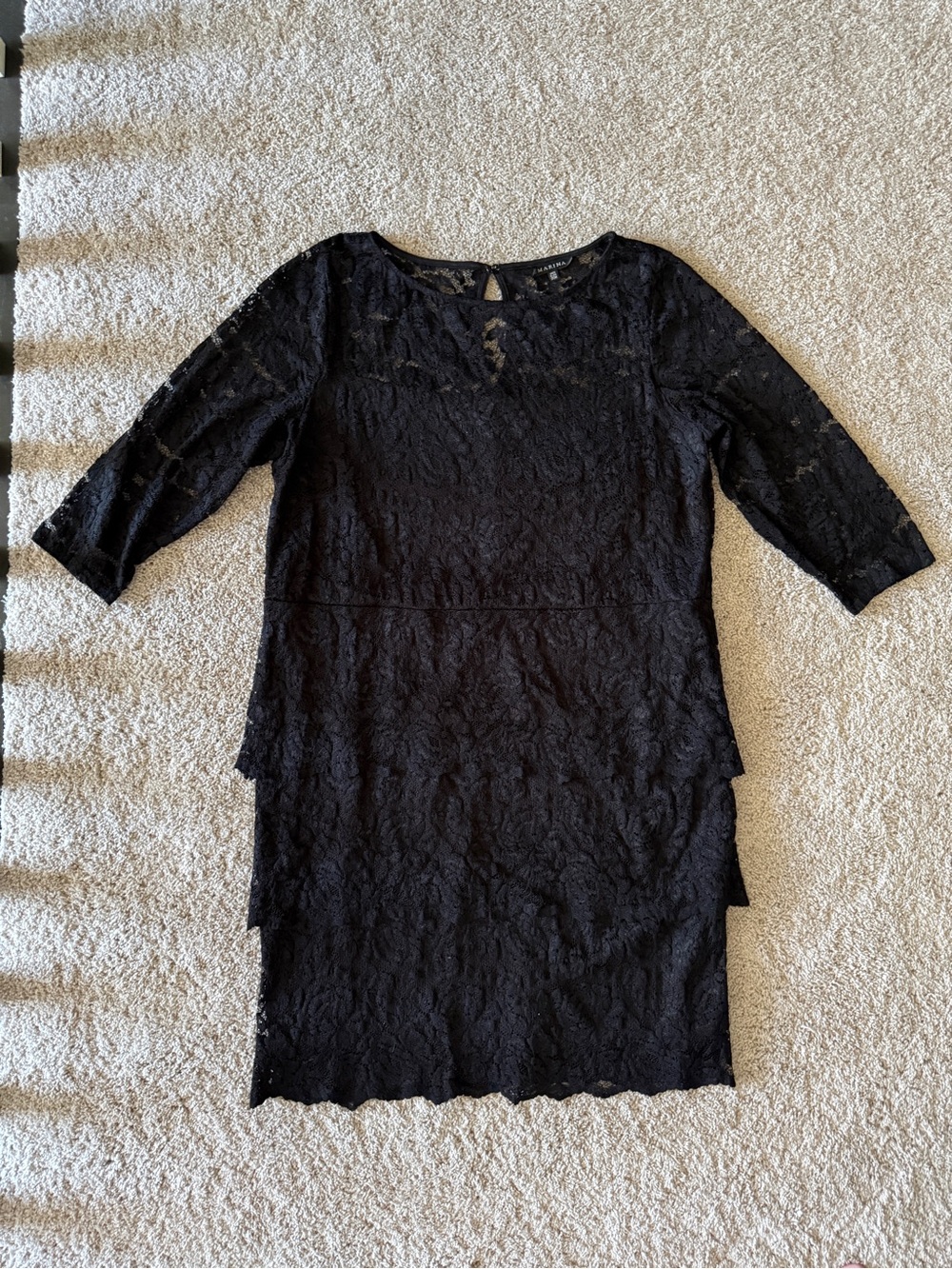 Marina Black Lace Tiered Sheath Dress